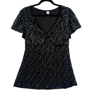 VTG Studio 1940 Top XL Babydoll Sequin Stretch Whimsigoth Witchy Y2K Fairy Party